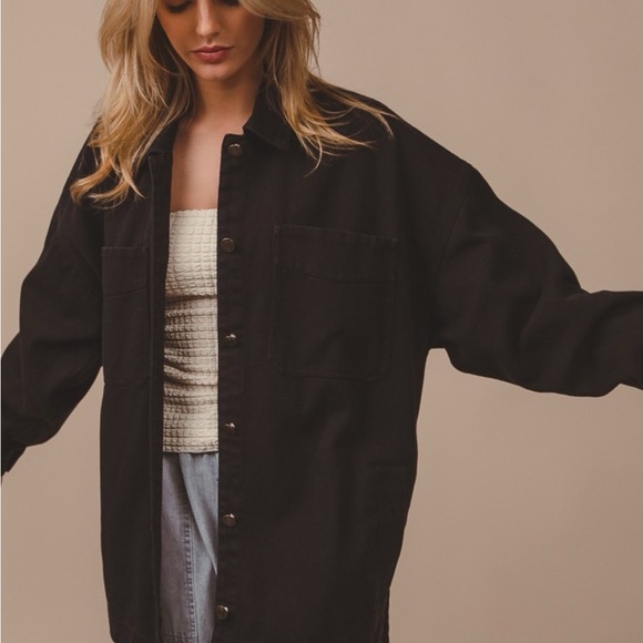 BiBi Button Up Washed Jacket with Pockets - Picture 5 of 5